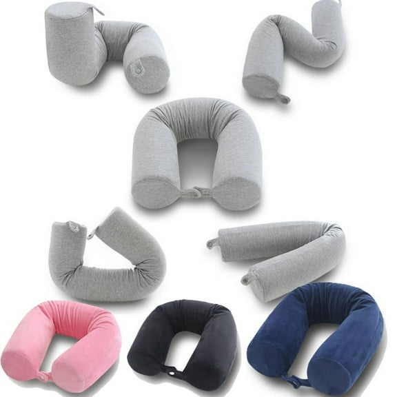 Twist Memory Foam Travel Pillow for Neck, Chin, Lumbar and Leg Support - Neck Pillow for Traveling on Airplane
