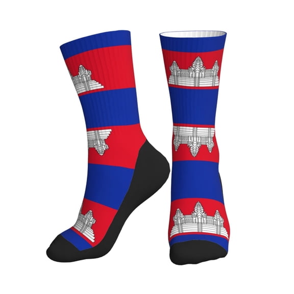 Men Women Cambodian Flag Novelty Sports Design Casual Dress Socks