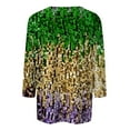 thumbnail image 5 of Liquidation! Uooqdmx Hauts Grande Taille pour Femmes Manches 3/4 Hauts pour Femmes Imprimé Pailleté Carnaval Col Rond Hauts d'Automne pour Femmes Jaune 2TG, 5 of 5