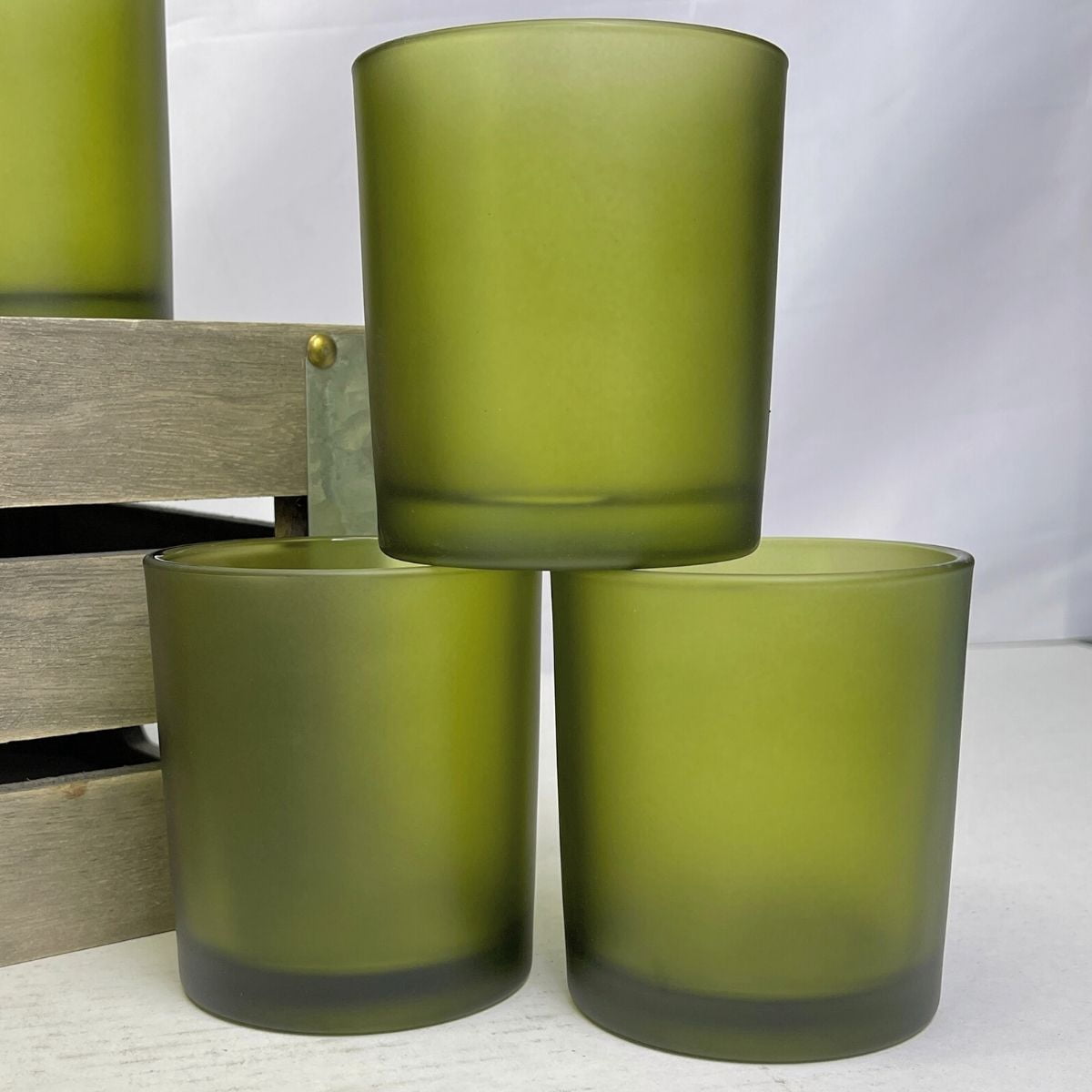 14 oz. Havana Frosted Emerald Empty Candle making Jar candle vessels for DIY candle-making projects (Box of 12) FREE SHIPPING