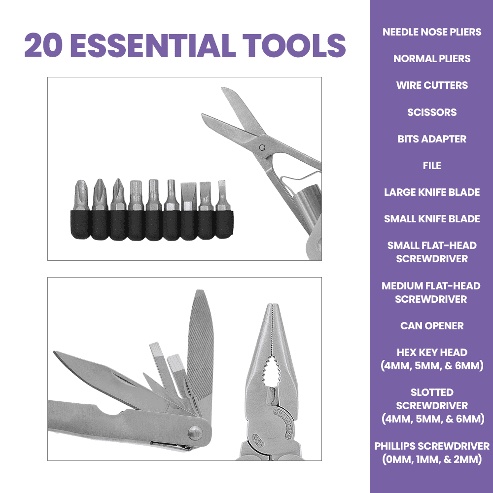 Zenport 13028 20-Function Multi-Tool with Case, Silver