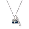 thumbnail image 1 of Delight Jewelry Silvertone Blue Present Silvertone Forever Bar Charm Necklace, 23", 1 of 4
