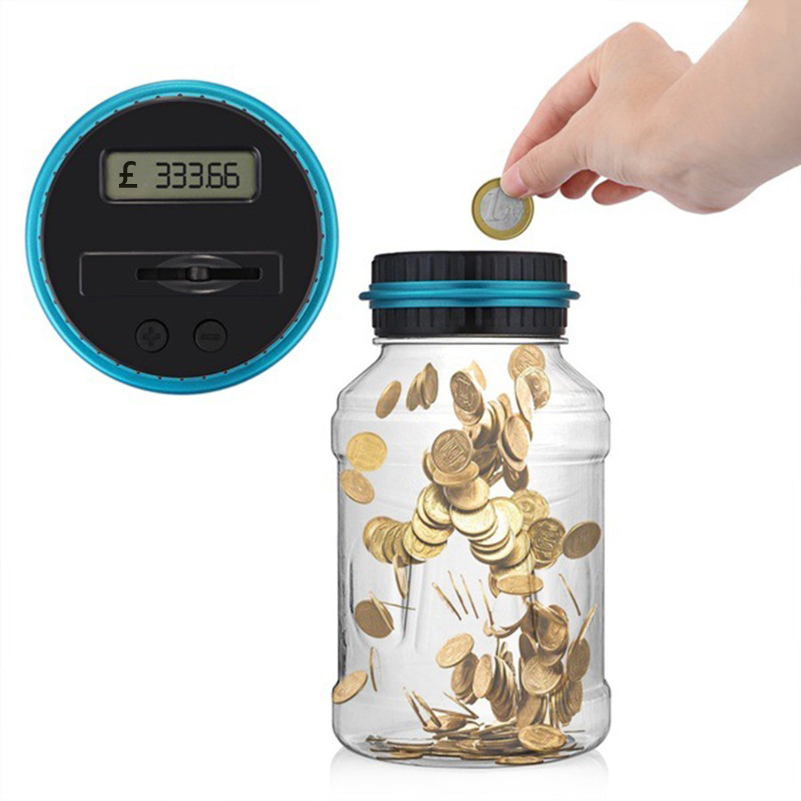 Digital LCD Coin Counter Money Counting Jar Saving Bottle Piggy Bank Kids Gifts