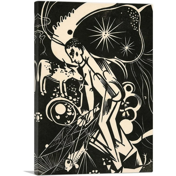 ARTCANVAS The Fisherman 1917 Canvas Art Print by Heinrich Campendonk - Size: 18" x 12" (1.50" Deep)
