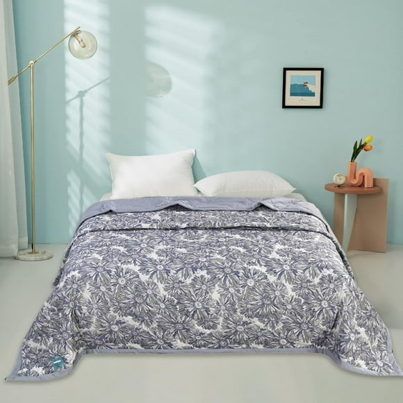 ZTTD Summer Blanket Bed Blanket Skin Friendly Plain Print Washed Cotton Bed Blanket Cool Comforter Hot Sleeping Summer Comforter Ventilated Comforter Home Textile Products Four-Piece Set