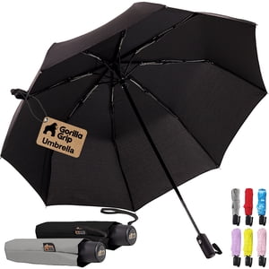 Gorilla Grip Compact Windproof Rain Umbrella, 42 Inch