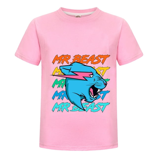 Ropa Infantil MrBeast Camiseta Niño Niña Verano Algodón Playera Casual Pantera Azul Moda Fan Regalo Estampado Juvenil Fresca