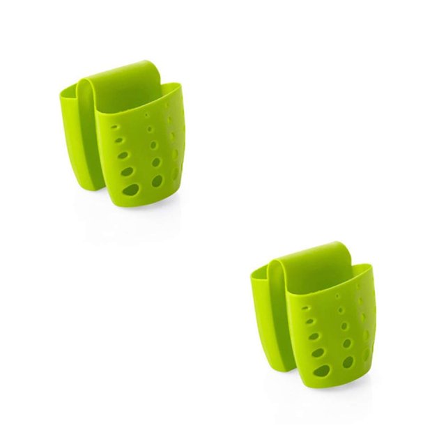 2 Pack Kitchen Sink Shelf Hanging Sponge Drainboard Storage Baskets,Sink Faucet Housing Cradle Kitchen Shelving Rack Drain Sponges (Green)