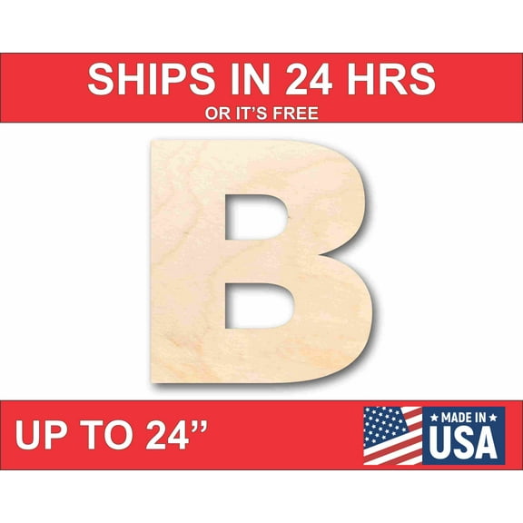 Unfinished Wood Block Letter B - Craft - up to 46" DIY 8" / 1/4"