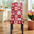 thumbnail image 4 of TSOVTHRID Red Heart Plaid Print 5 PCS Tablecloth and Chair Covers Set, Rectangle Table Cover with Stretchable Chair Seat Slipcovers for Home Kitchen, Banquet, Party Valentine's Day Decor, 4 of 7