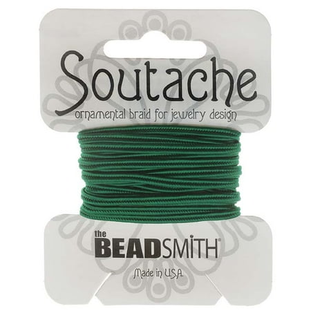Soutache Cord - BeadSmith Soutache Braided Cord 3mm Wide - Forest Green (3 Yard Card)