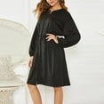 thumbnail image 2 of Fall Dresses for Women Long Sleeve Button Down Soild Color Knee Length Dress Tie Waist Casual Loose Midi Dress, 2 of 7