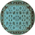 thumbnail image 1 of Ahgly Company Indoor Round Oriental Light Blue Traditional Area Rugs, 5' Round, 1 of 4