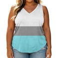 thumbnail image 4 of Wensltd Women Plus Size V Neck Sleeveless Tank Tops Color Block Soft Stretch Breathable Curved Hem Tank Shirt For Summer Daily Casual, 4 of 8