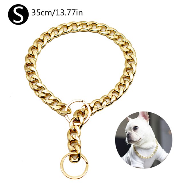 AIHOME Luxury Dog Collar Gold Chain Collar Necklace for Small Medium Dog Pet