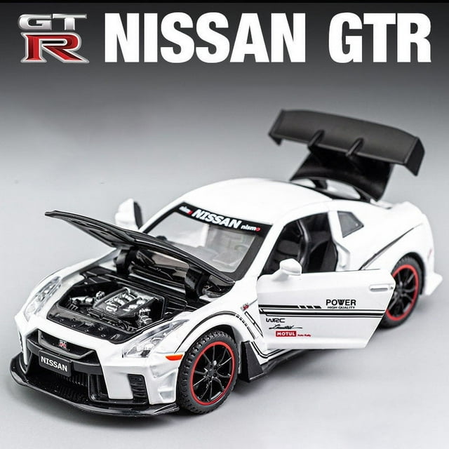 Modèle de Voiture en Alliage 1:32 Nissan GTR R34 GT-R R35 Fast & Furious avec Son et Lumière, Jouet à Rétrofriction pour Enfants, Objets de Collection, Cadeau d'Anniversaire R35 Blanc