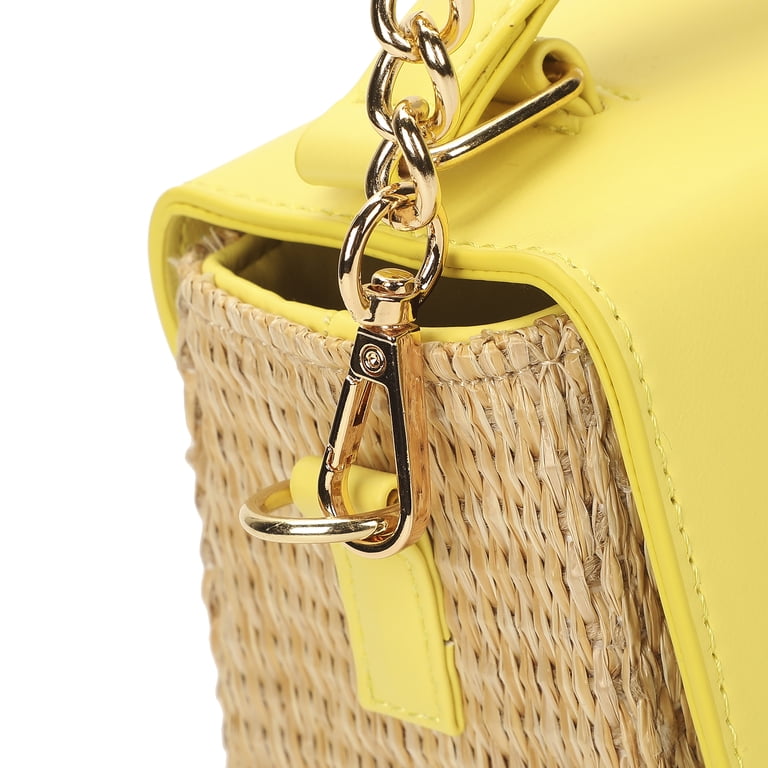 Straw Gold Vegan Leather Clutch Bag for Women, Elegant Crossbody & Wedding Purse Straw Kiss Lock Clutch Bag - A New Day™ Natural : Target main image 4