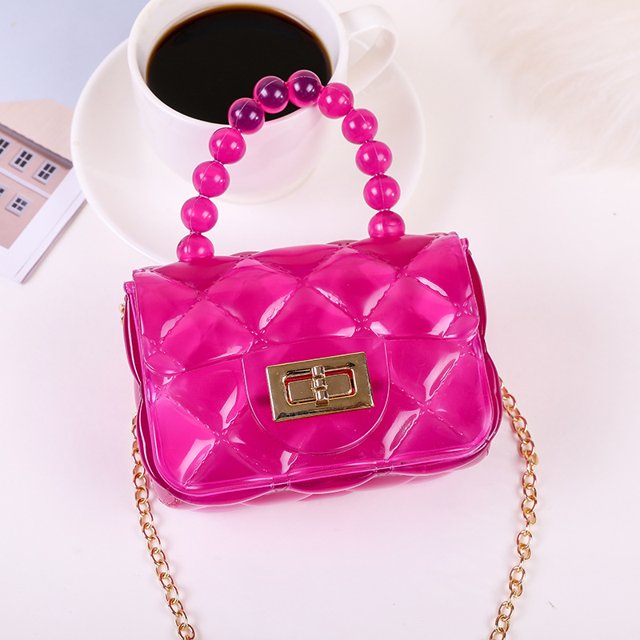 Bolso Jelly para mujer, bolso de perlas diagonal portátil, bolso de hombro con cadena Sincero Hogar