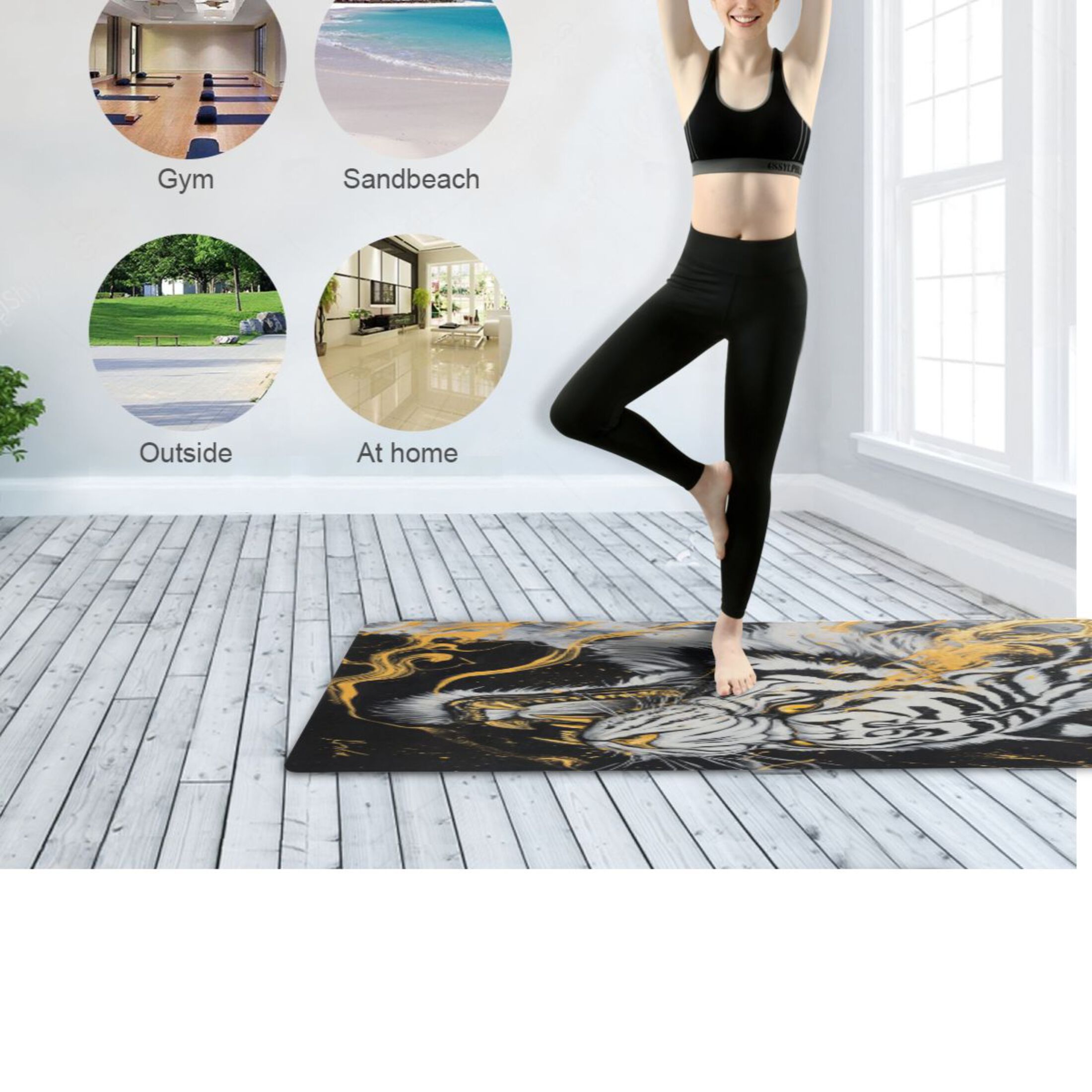 BZSMCE Yoga Mat Women Fitness Mat Fury Of The Tiger Pattern