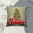 thumbnail image 2 of GOSMITH  Merry Christmas Happy New Year Watercolor Colorful Pink Car Pine Tree Gifts Decorative Throw Pillow Cover Case Home Living Room Bed Sofa Car Cotton Linen Square 18 x 18 Inches, 2 of 5
