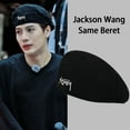 thumbnail image 3 of Warm Simple Mesh Peaked Cap Letter Painter Hat Autumn Winter Knitted Berets Men Berets Korean Style Hat Women Cap BLUE S, 3 of 8