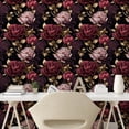 thumbnail image 2 of Ambesonne Dark Floral Peel & Stick Wallpaper for Home, Goth Boho Wild Roses, 13"x72", Dark Mauve and Dark Fuchsia, 2 of 5