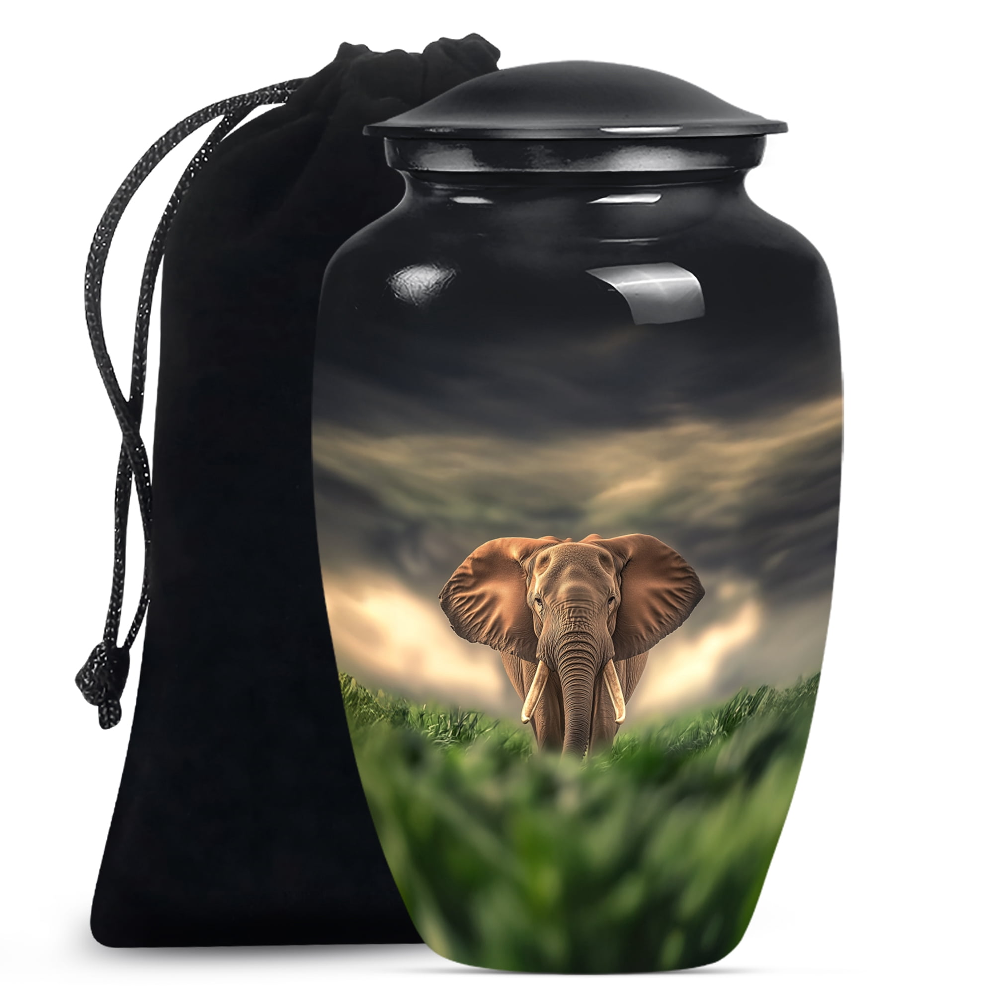 Elephant Large Cremation Urn for Men, Small Urn for Ashes for Women, Urns for Human Ashes Adult Man, Burial Urns for Adult Human Ashes(Size - 10inch 1Pcs, 3inch 1Pcs)