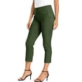 thumbnail image 4 of PEIBang Women's Wide Elastic High Waist Capri Dress Pants,Cuffed Hem Slim Fit Pocket Office Casual Trousers Green S, 4 of 8