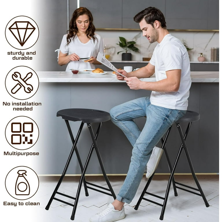 Pcs 24 Inch Tall Folding Chair Portable Plastic Stool Chair