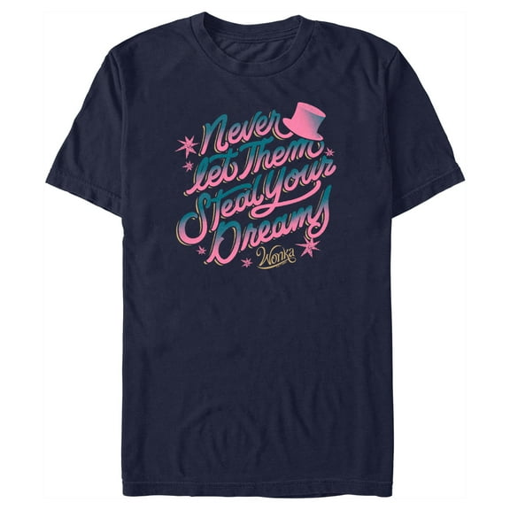 Men's Wonka Never Let Them Steal Your Dreams Graphic Tee Navy Blue X Large