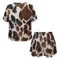 thumbnail image 5 of Yuyamidu Brown Cow Womens Lounge Sets Summer Soft Comfywear Lounge Set Casual Short Set Short Sleeve Top and Shorts with Pockets Ladies Pjs, 5 of 7