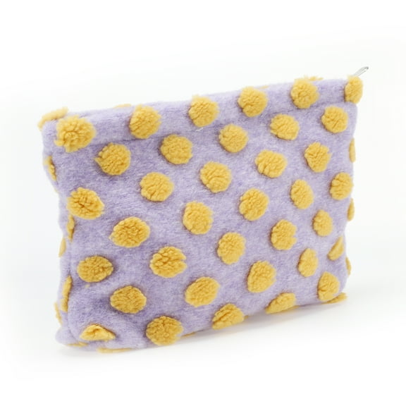 Women Portable Floral Makeup Bag for Outdoor Activities Travel Purple Yellow Waffle Velvet
