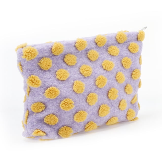 Bolsa de Maquillaje Floral Portátil para Mujeres para Actividades al Aire Libre Viaje Púrpura Amarillo Terciopelo Waffle