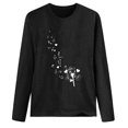 thumbnail image 4 of Chemises & Blouses Aqestyerly T-Shirt Imprimé Décontracté Ample à Col Rond Manches Longues pour Femmes, 4 of 5