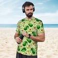 thumbnail image 4 of Wukai Avocado Green Striped Print Men's Short-Sleeved Mesh T-Shirt,Quick-Dry Short Sleeve Workout T-Shirt-X-Small, 4 of 8