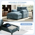 thumbnail image 4 of Accent Chair, Single Sofa, Chaise Lounge with Oversized Storage Ottoman and Adjustable Phone Holder, Chenille Armchair with Pillow Armrests and Side Pockets, for Living Room, Blue, 4 of 5