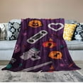 thumbnail image 2 of ONETECH  Rock and Roll Throw Blanket Funky Seamless Rock Pattern with Skull and Roses Decorative Soft Warm Cozy Flannel Plush Throws Blankets for Bedding Sofa Couch, 2 of 6