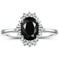 thumbnail image 1 of RYLOS Rings for Women Sterling Silver Ring with 7X5MM Oval Gemstone &  Sparkling Diamonds October Onyx Jewelry Size 6, 1 of 7