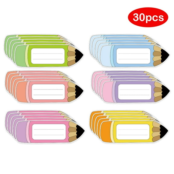 30pcs Name Tags for Classroom Desks Back to School Pencils Name Plates Label for Teacher First Day of School Party Decorations 9.84X3.27 inch