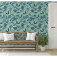 thumbnail image 5 of S4Sassy Botanical Leaf Wallpaper - Turquoise Wall Covering, 25" x 360" Self-Adhesive Textured Vinyl Wall Paper, Decorative Walls Wrap, Easy DIY Walls Covering For Bedroom, Living Room, Living Space, 5 of 9