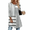 thumbnail image 5 of JTZGDY Fall Tunic Tops for Women Fashion Tie Dye/Striped/Color Block/Floral Printed 3/4 Length Sleeve Crewneck Graphic T-Shirts Loose Flowy Dressy Pullover Blouse White#02 XL, 5 of 7