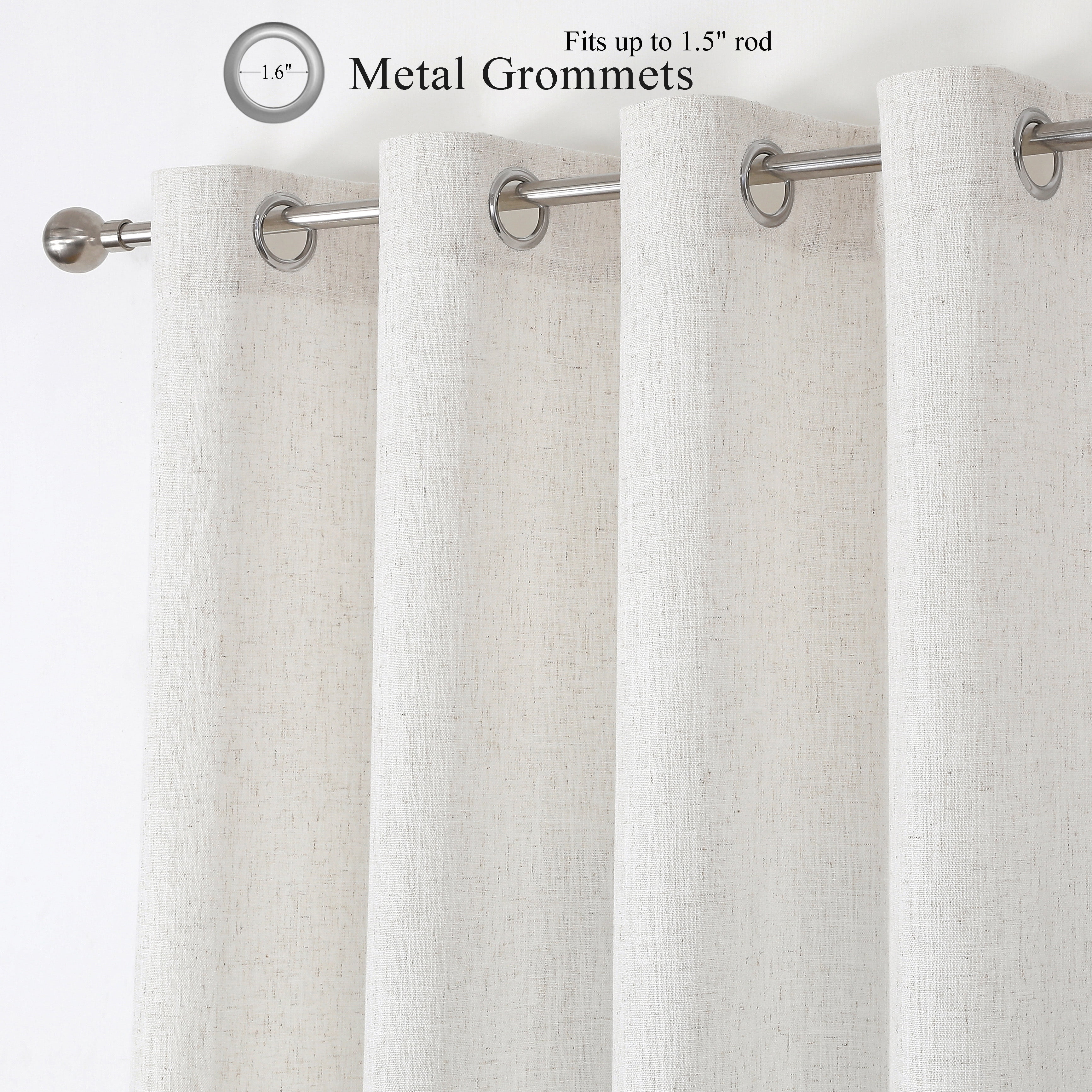 AZZCIA White Linen Light Filtering Grommet Curtain Panels for Bedroom, 2 Panels, 54"W x 84"L