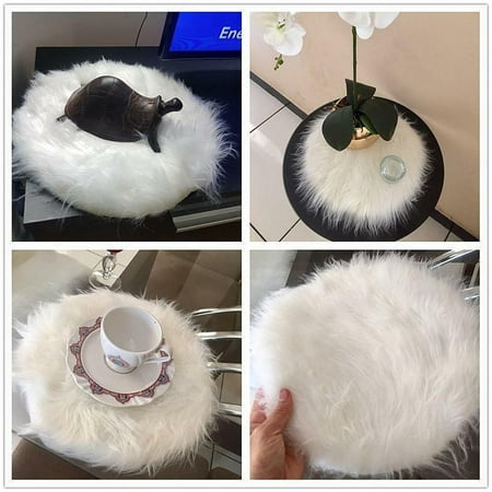 Mrosaa Sheepskin Seat Cushion Faux Fur Chair Cover Fluffy Plush Area Rugs for Bedroom Home Furniture, Reduce The Pressure of Buttocks Improves