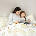 thumbnail image 4 of jejeloiu Ribbon Bow Tie Bedding Comforter Set 7-Piece,Halloween Theme Ghost King Bedding Sets,White Yellow Graffiti Bed Sheets,Lightweight Room Decorative Reversible, 4 of 8