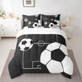 thumbnail image 2 of Manfei Soccer Ball Game 7-Piece Twin Bedding Sets for Children Teens Boys,Sport Theme Bedding Comforter Set,Black White Breathable Sheet Sets,Ultra Soft Home Decor,Reversible, 2 of 8