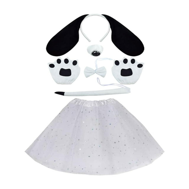 Conjunto de orejas y cola de cachorro para perro, orejas de animal, accesorios para el cabello, cola larga, cosplay, imitación Con falda