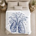 thumbnail image 5 of Botanical Lungs with Branches Leaves and Falling Petals, Serene Anatomy Line Art for Science Lovers, Graduation Gift, Cozy Flannel Blanket for Study Room and Dorm, Artistic Home Decor, 5 of 9
