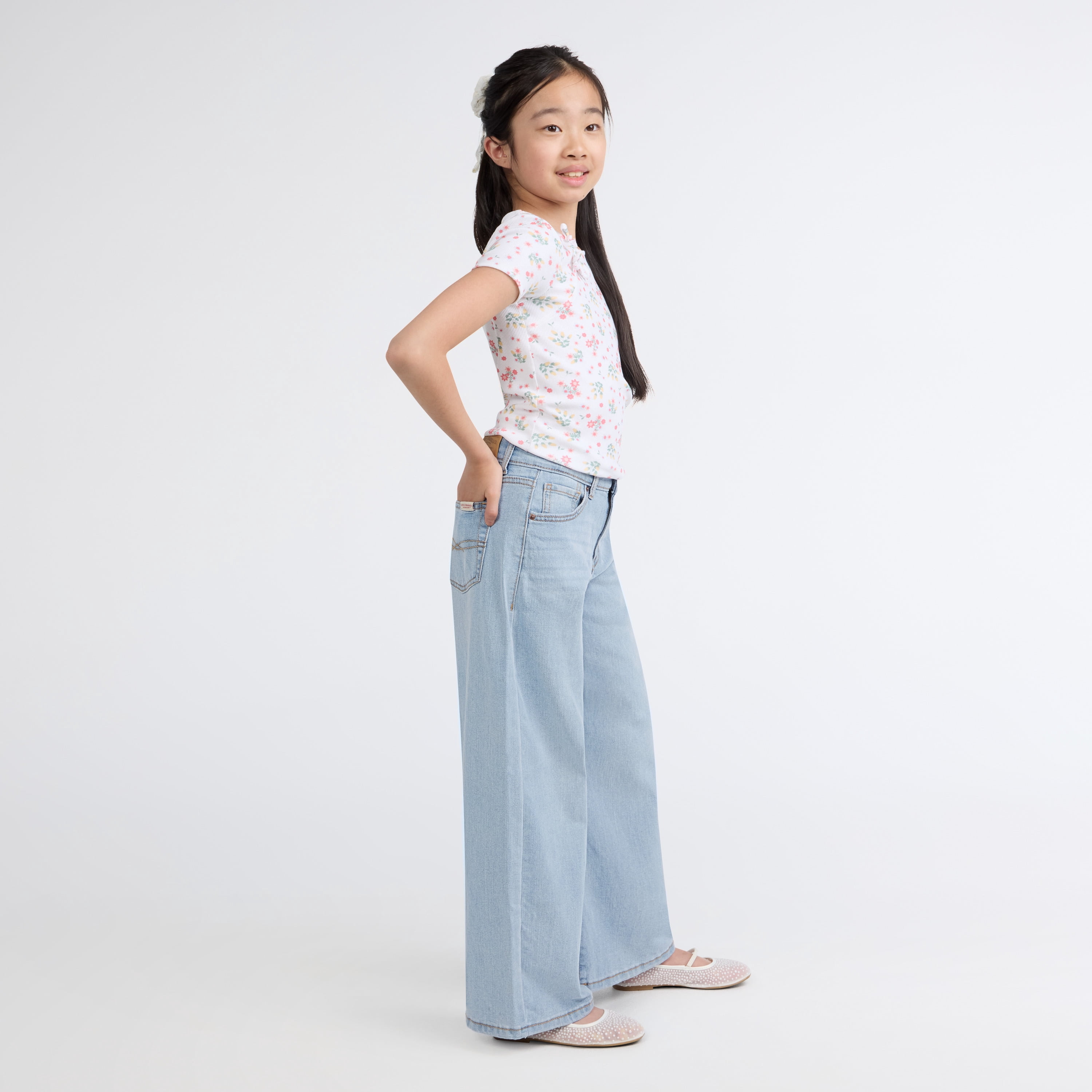 Levi Strauss Signature Girls' Baggy Straight Leg Jeans, Sizes 2T-18