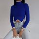 thumbnail image 5 of Suéter corto de cuello alto con dobladillo irregular para mujer, camisa corta de cuello alto para mujer, manga larga, tejido acanalado, otoño e invierno, 5 of 6