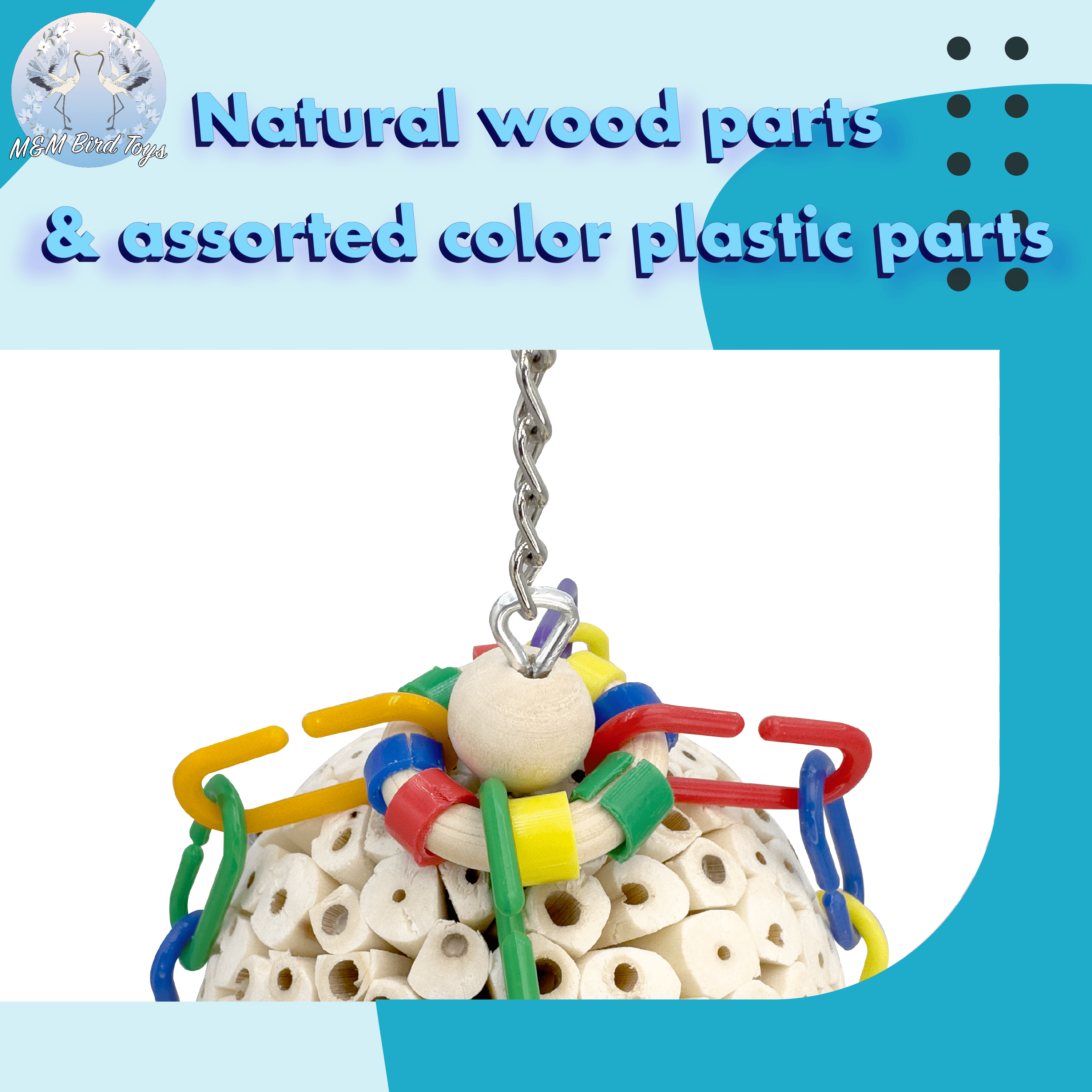 1596 Hot Air Sola Balloon - Handcrafted Chewable Bird Cage Toy, Lightweight Sola Wood